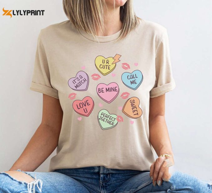 Conversation Hearts Shirt, Candy Heart Shirt, Love U Shirt, Valentine'S Day Shirt, Cute Heart Tee, Funny Couple T-Shirt, Valentine Tee 1