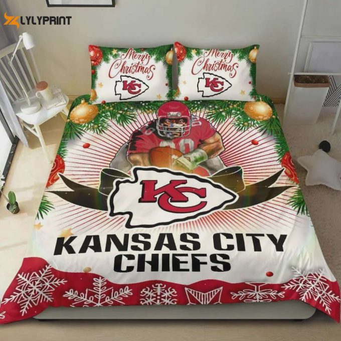 Cool Gift Store Xmas Kansas City Chiefs Football Team Duvet Cover Bedding Set Gift For Fans 1