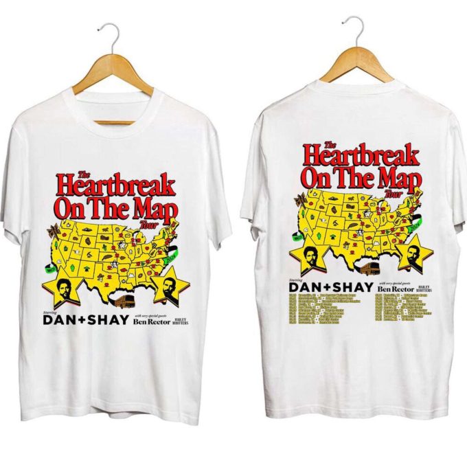 Dan + Shay 2024 Heartbreak On The Map Tour T-Shirt: Official Concert Shirt 2