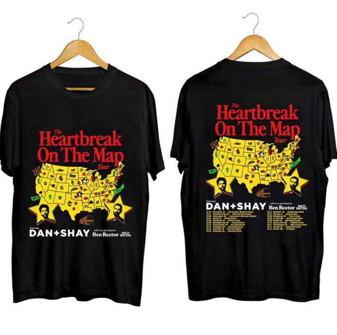 Dan + Shay 2024 Heartbreak On The Map Tour T-Shirt: Official Concert Shirt 1