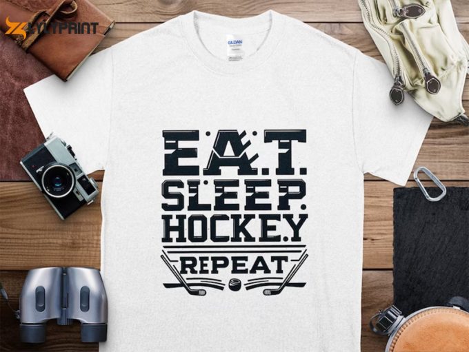 Eat Sleep Hockey Repeat T-Shirt, Hockey Mom Shirt, Sports Mom Tee, Unisex Fit Graphic Tee, Christmas Gift For Mom, Hockey Season Tee 1