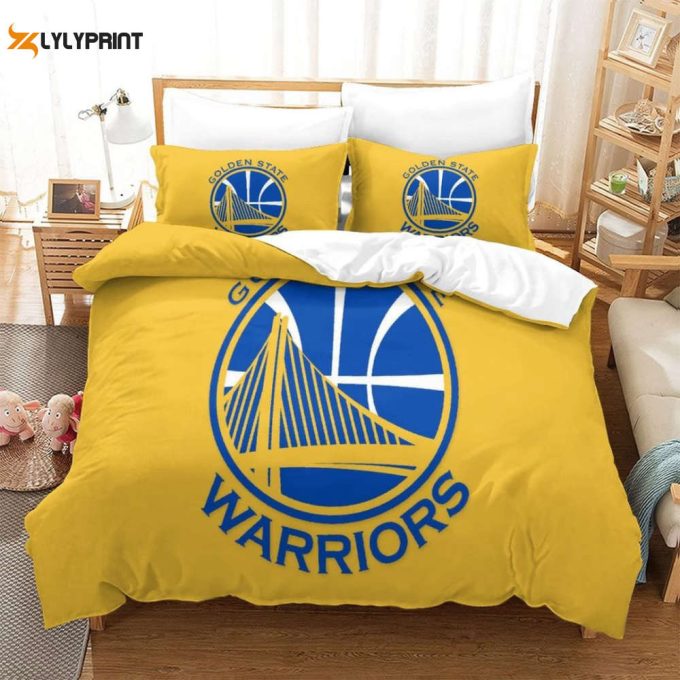 Golden State Warriors Duvet Cover Bedding Set Gift For Fans 1