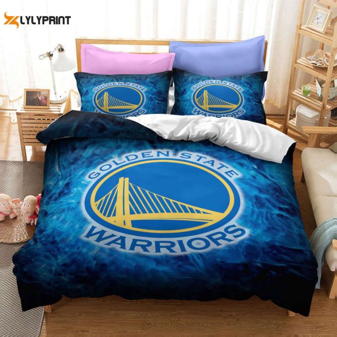 Golden State Warriors Duvet Cover Bedding Set Gift For Fans 1