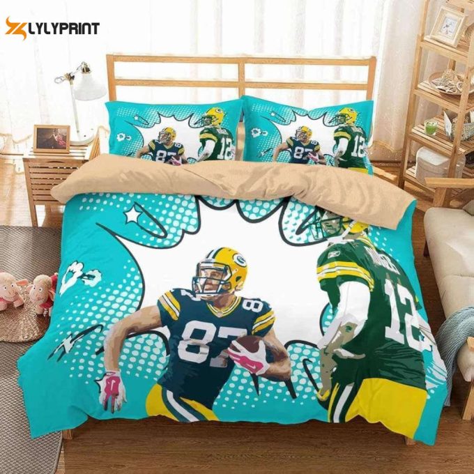 Green Bay Packers Duvet Cover Bedding Set Gift For Fans 1