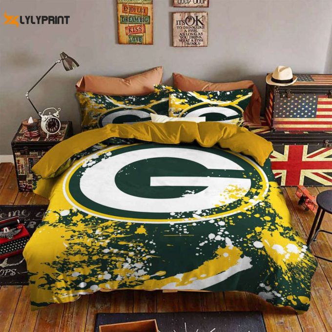 Green Bay Packers Duvet Cover Bedding Set Gift For Fans 1