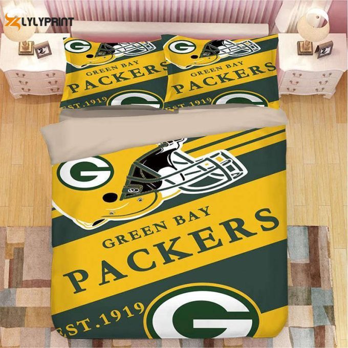 Green Bay Packers Duvet Cover Bedding Set Gift For Fans 1