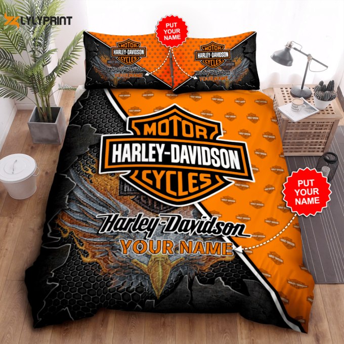 Harley Davidson Duvet Cover Bedding Set Gift For Fans 1