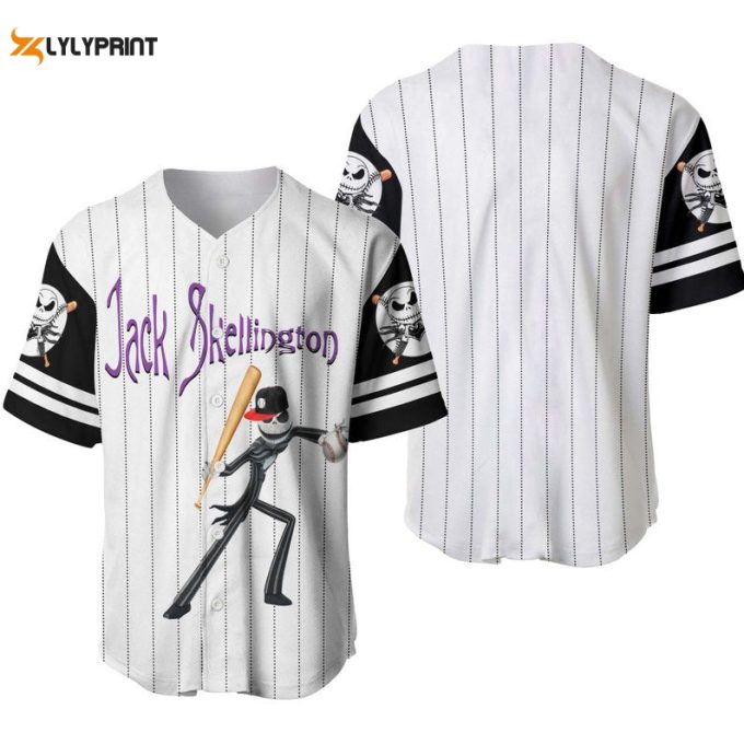 Jack Skellington All Over Print Pinstripe Baseball Jersey 1