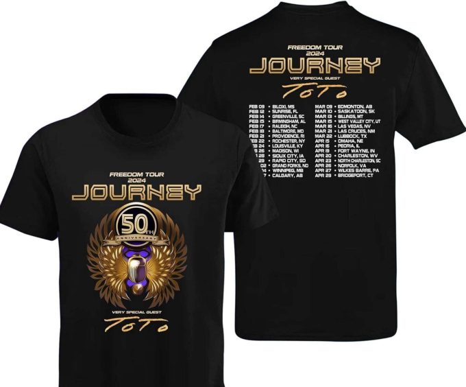 Journey 2024 Freedom Tour 50Th Anniversary Concert T-Shirt - Limited Edition! 1