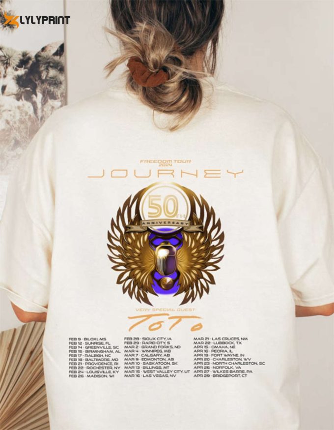 Journey Freedom Tour 2024 T-Shirt, Journey With Toto 2024 Concert Shirt, Journey Band Fan Shirt, Journey Shirt Gift, Unisex Journey Shirt 1