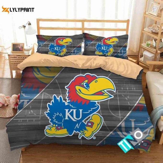 Kansas Jayhawks Duvet Cover Bedding Set Gift For Fans 1