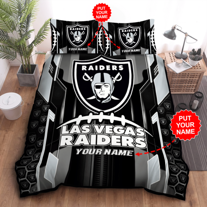 Las Vegas Raiders Duvet Cover Bedding Set Gift For Fans 3