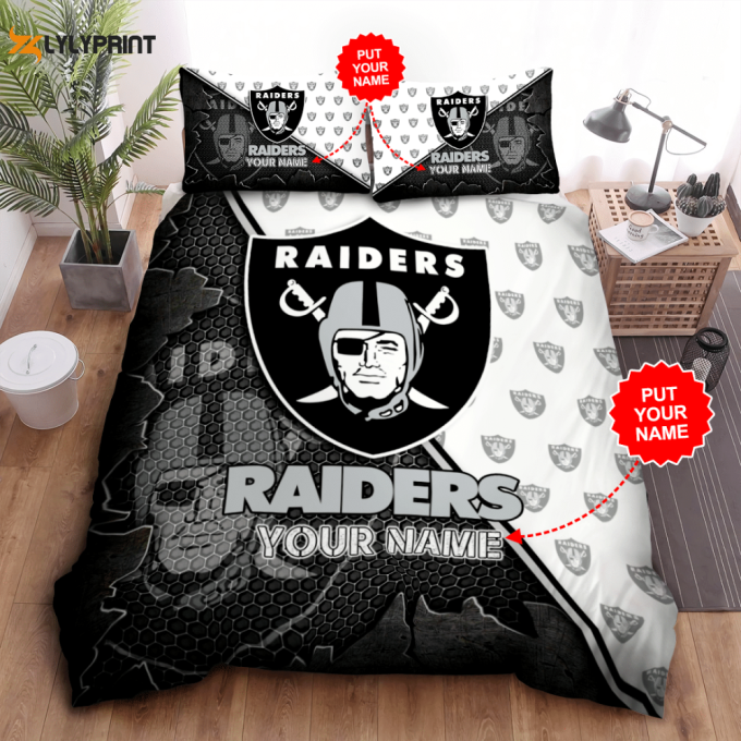 Las Vegas Raiders Duvet Cover Bedding Set Gift For Fans 1