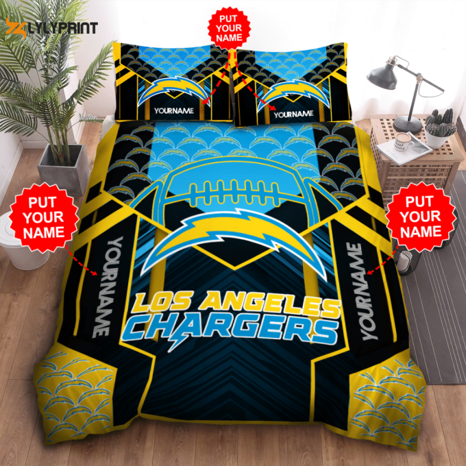 Los Angeles Chargers Duvet Cover Bedding Set Gift For Fans 1