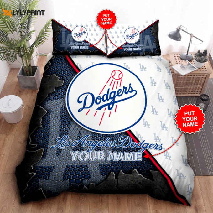 Los Angeles Dodgers Duvet Cover Bedding Set Gift For Fans 1