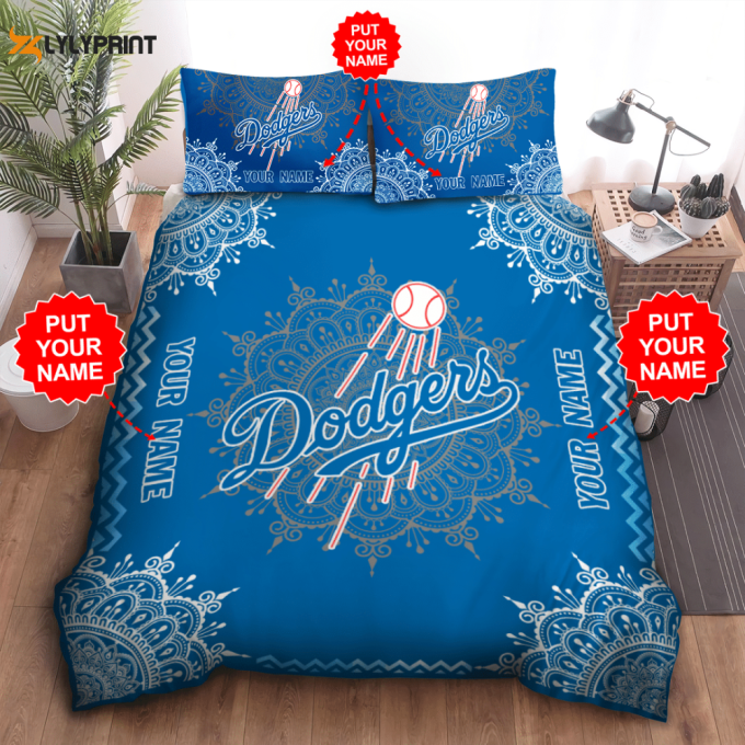 Los Angeles Dodgers Duvet Cover Bedding Set Gift For Fans 1