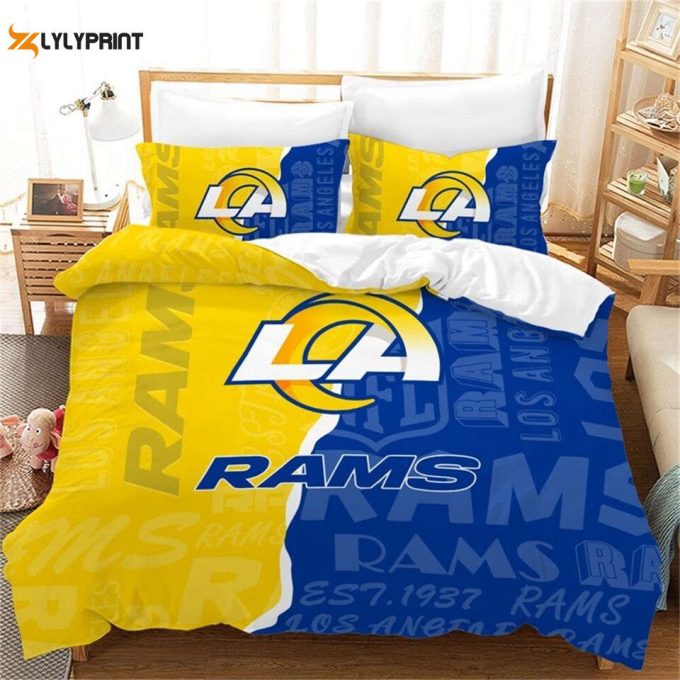 Los Angeles Rams Duvet Cover Bedding Set Gift For Fans 1