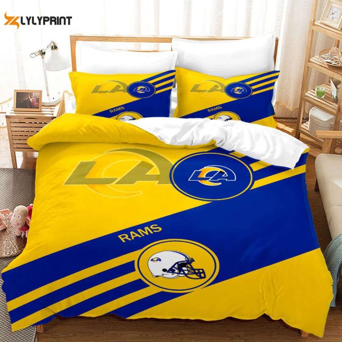 Los Angeles Rams Duvet Cover Bedding Set Gift For Fans 1