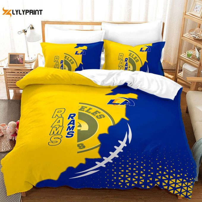 Los Angeles Rams Duvet Cover Bedding Set Gift For Fans 1