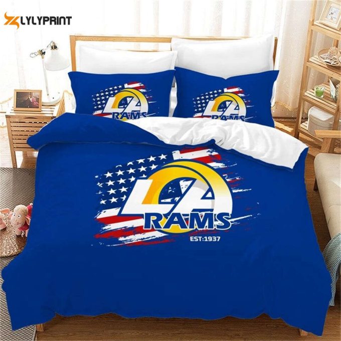 Los Angeles Rams Duvet Cover Bedding Set Gift For Fans 1