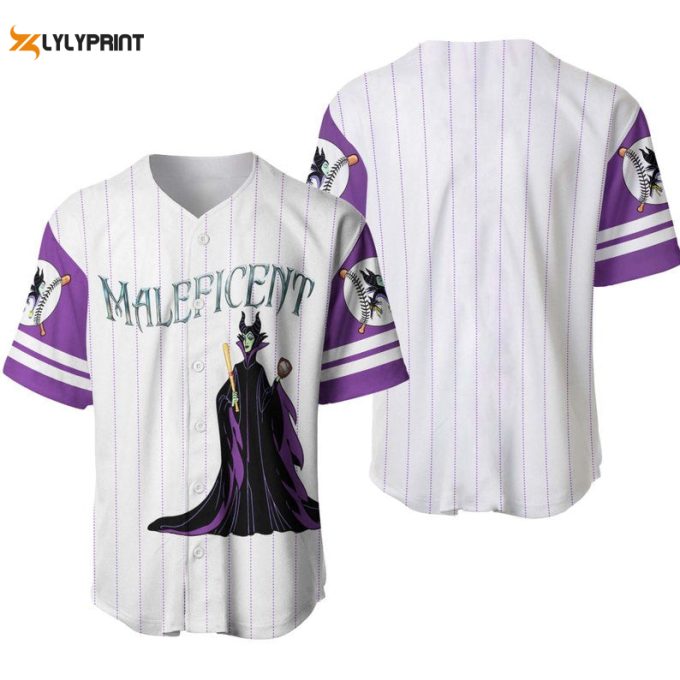 Maleficent All Over Print Pinstripe Baseball Jersey 1