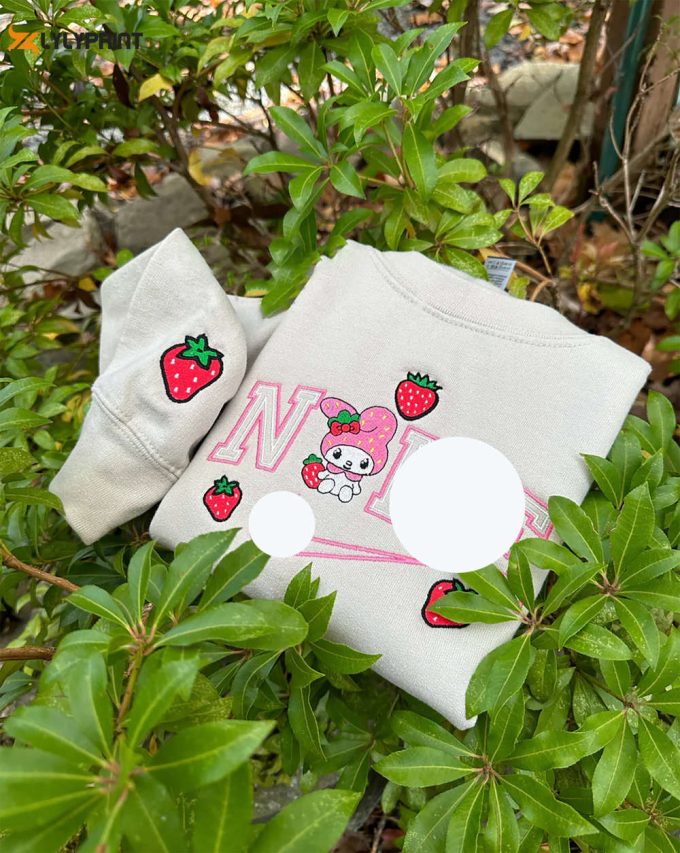 Melody Fruit Strawberry With Sleeves Embroidery Crewneck Sweatshirt 1