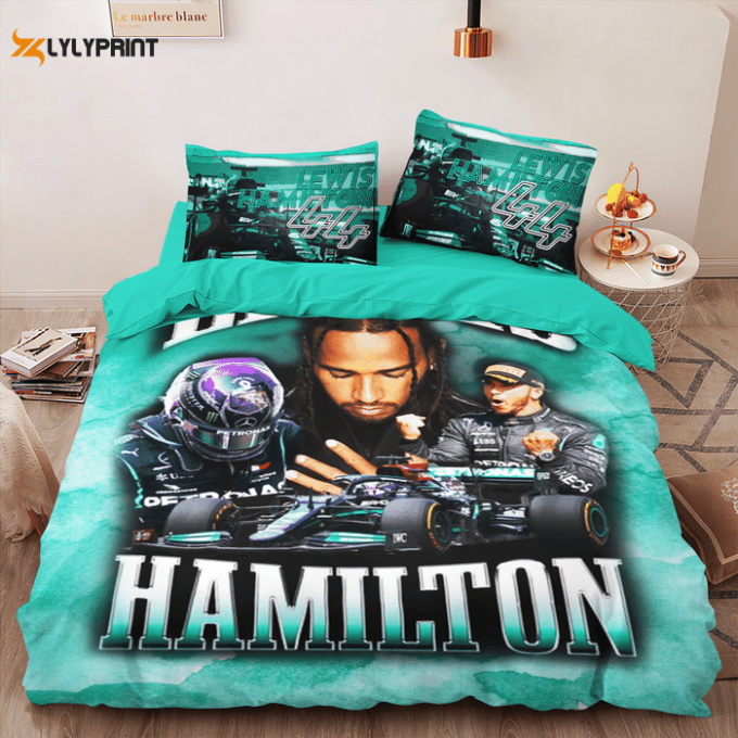 Mercedes-Amg Petronas Flewis Hamilton Duvet Cover Bedding Set Gift For Fans 1