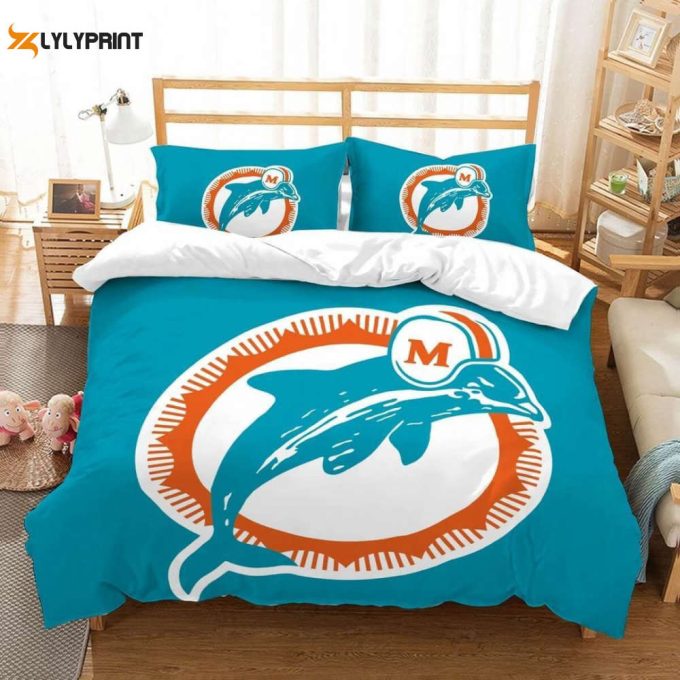 Miami Dolphins Duvet Cover Bedding Set Gift For Fans 1