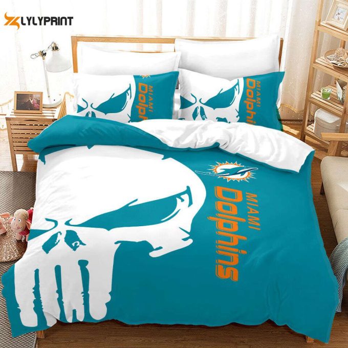 Miami Dolphins Duvet Cover Bedding Set Gift For Fans 1