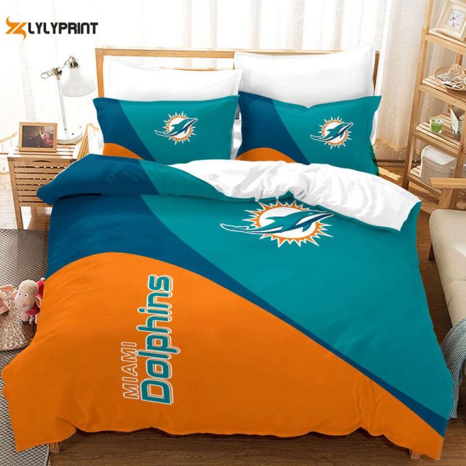 Miami Dolphins Duvet Cover Bedding Set Gift For Fans 1