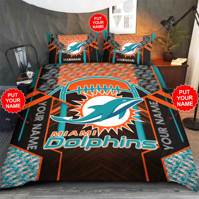 Miami Dolphins Duvet Cover Bedding Set Gift For Fans 2