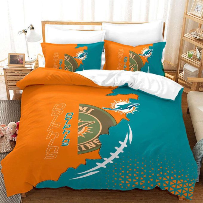 Miami Dolphins Duvet Cover Bedding Set Gift For Fans 3