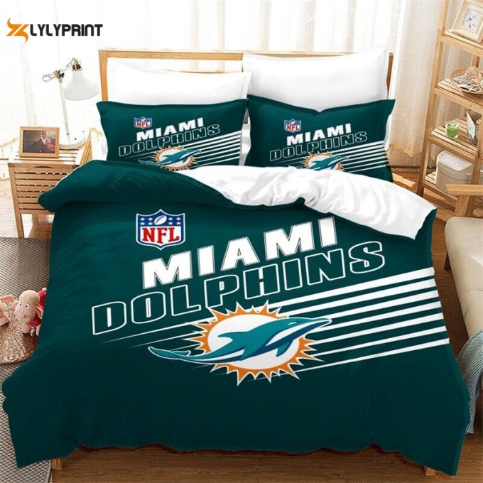 Miami Dolphins Duvet Cover Bedding Set Gift For Fans 1