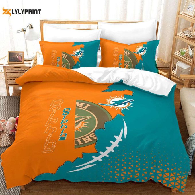 Miami Dolphins Duvet Cover Bedding Set Gift For Fans 1