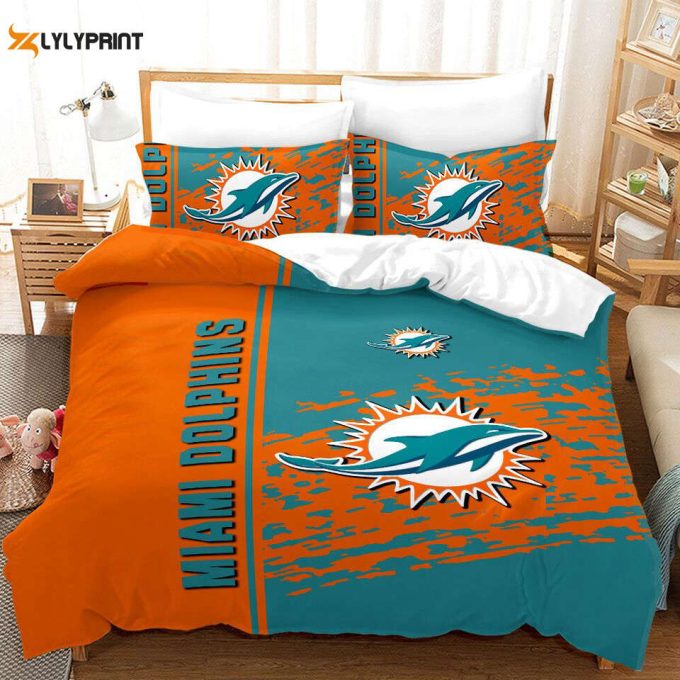 Miami Dolphins Duvet Cover Bedding Set Gift For Fans 1