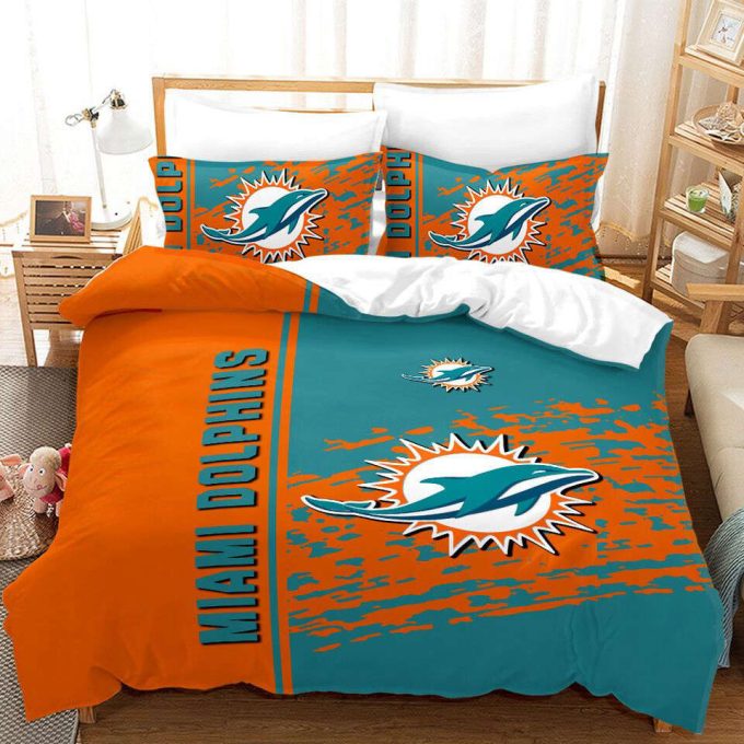 Miami Dolphins Duvet Cover Bedding Set Gift For Fans 3