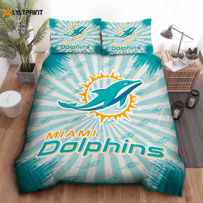 Miami Dolphins Duvet Cover Bedding Set Gift For Fans 1