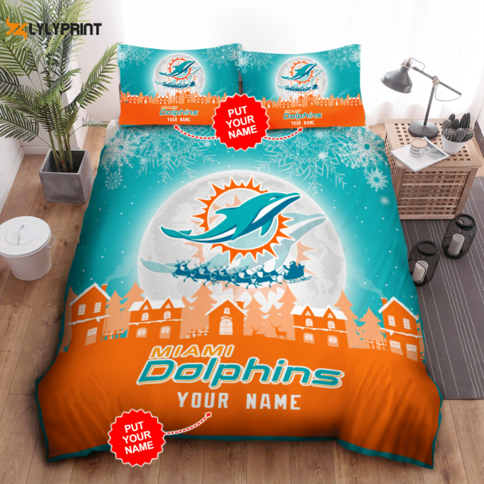 Miami Dolphins Duvet Cover Bedding Set Gift For Fans 1