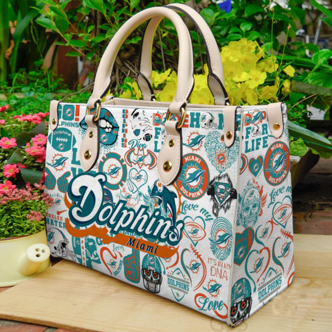 Miami Dolphins Hand Leather Bag For Women Gift 2