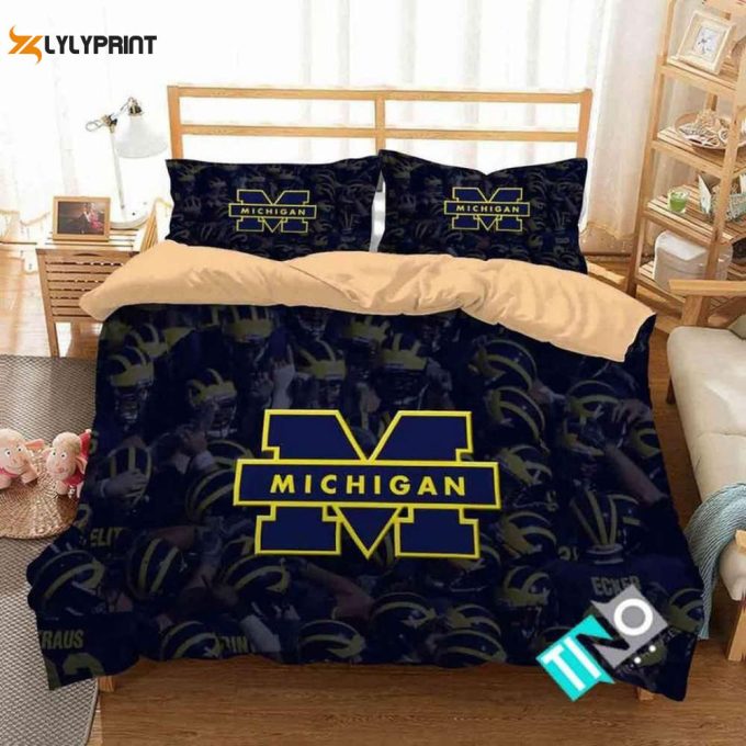 Michigan Wolverines Duvet Cover Bedding Set Gift For Fans 1