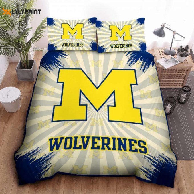 Michigan Wolverines Duvet Cover Bedding Set Gift For Fans 1