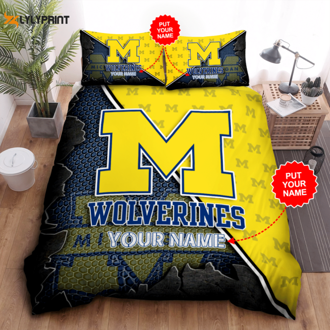 Michigan Wolverines Duvet Cover Bedding Set Gift For Fans 1