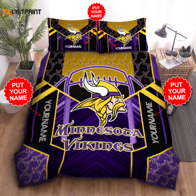 Minnesota Vikings Duvet Cover Bedding Set Gift For Fans 1