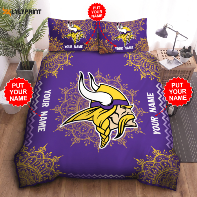 Minnesota Vikings Duvet Cover Bedding Set Gift For Fans 1