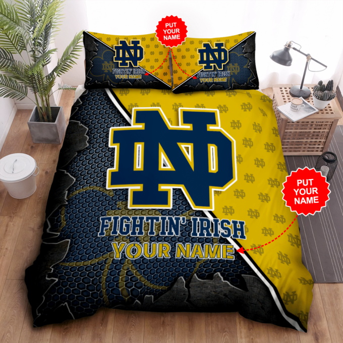 Notre Dame Fighting Irish Duvet Cover Bedding Set Gift For Fans 2