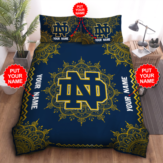 Notre Dame Fighting Irish Duvet Cover Bedding Set Gift For Fans 3