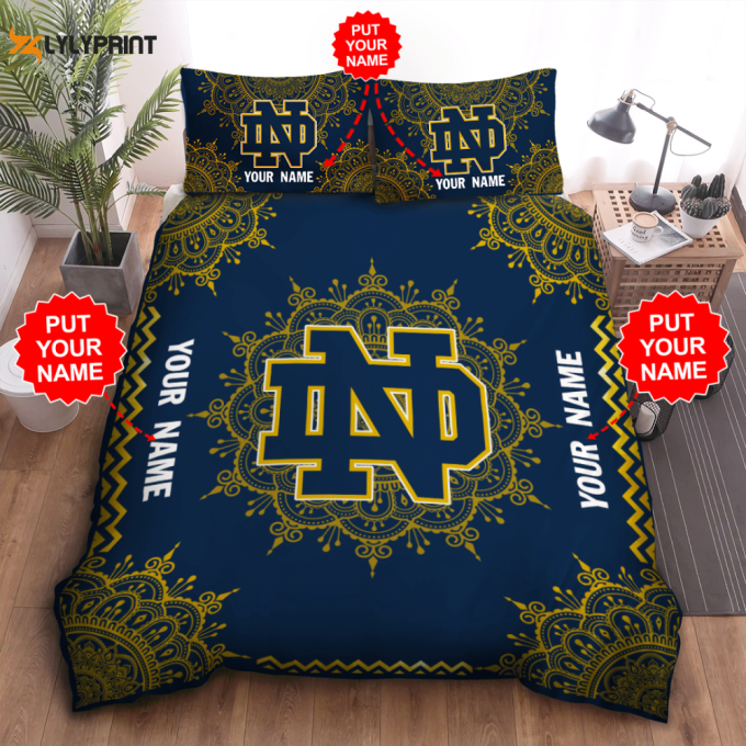 Notre Dame Fighting Irish Duvet Cover Bedding Set Gift For Fans 1