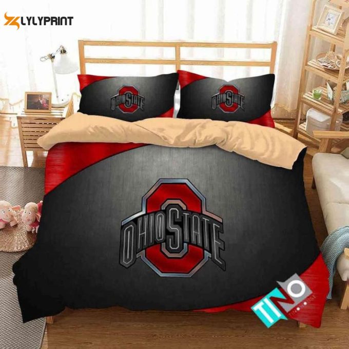 Ohio State Buckeyes Duvet Cover Bedding Set Gift For Fans 1