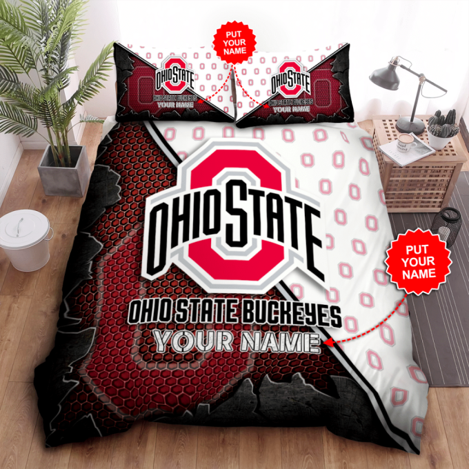 Ohio State Buckeyes Duvet Cover Bedding Set Gift For Fans 2