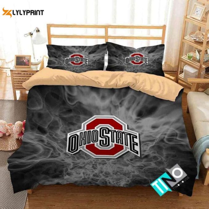 Ohio State Buckeyes Duvet Cover Bedding Set Gift For Fans 1